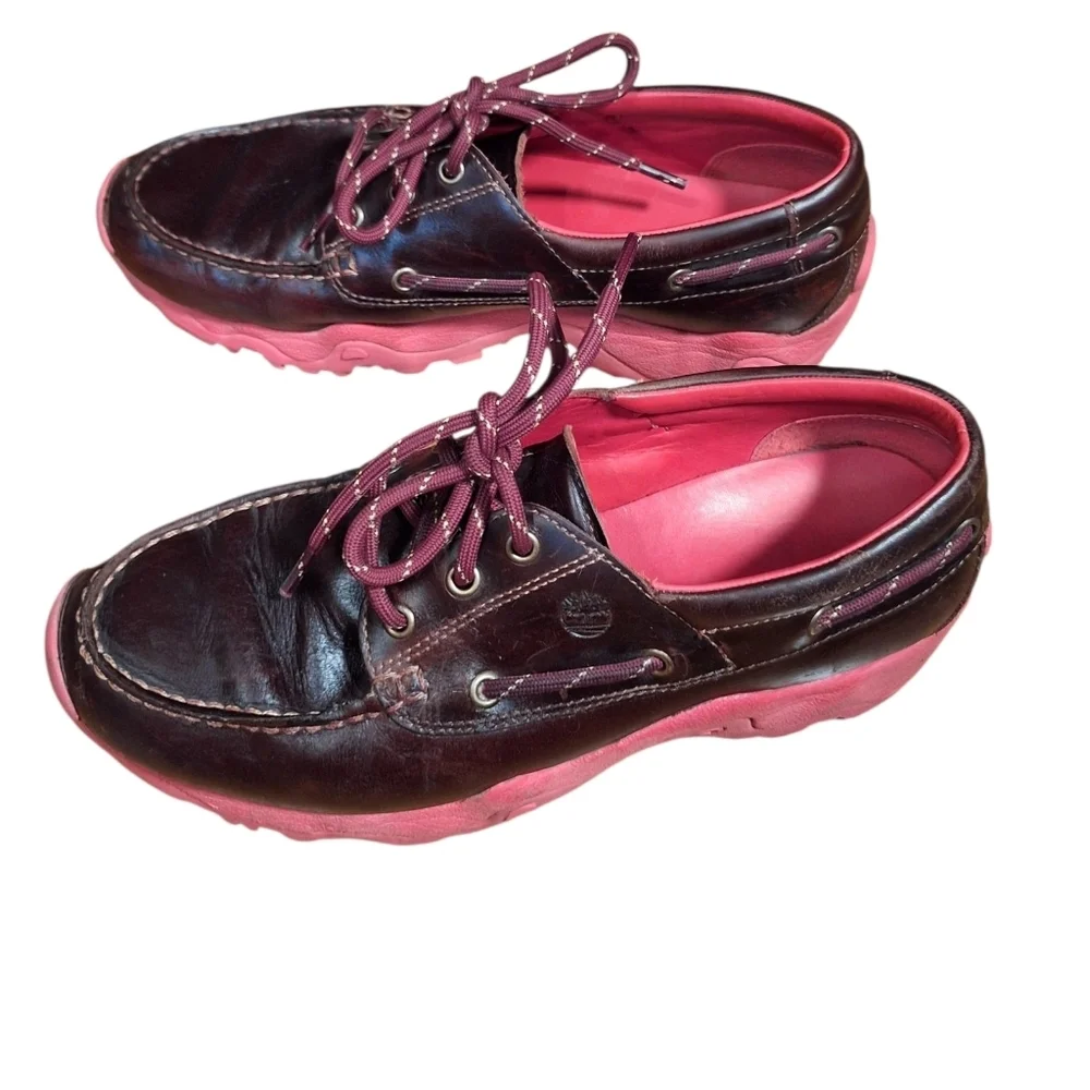 Timberland PRO Men’s Brown PINK  Boat Shoes Size 9 READ AD Old Money Preppy