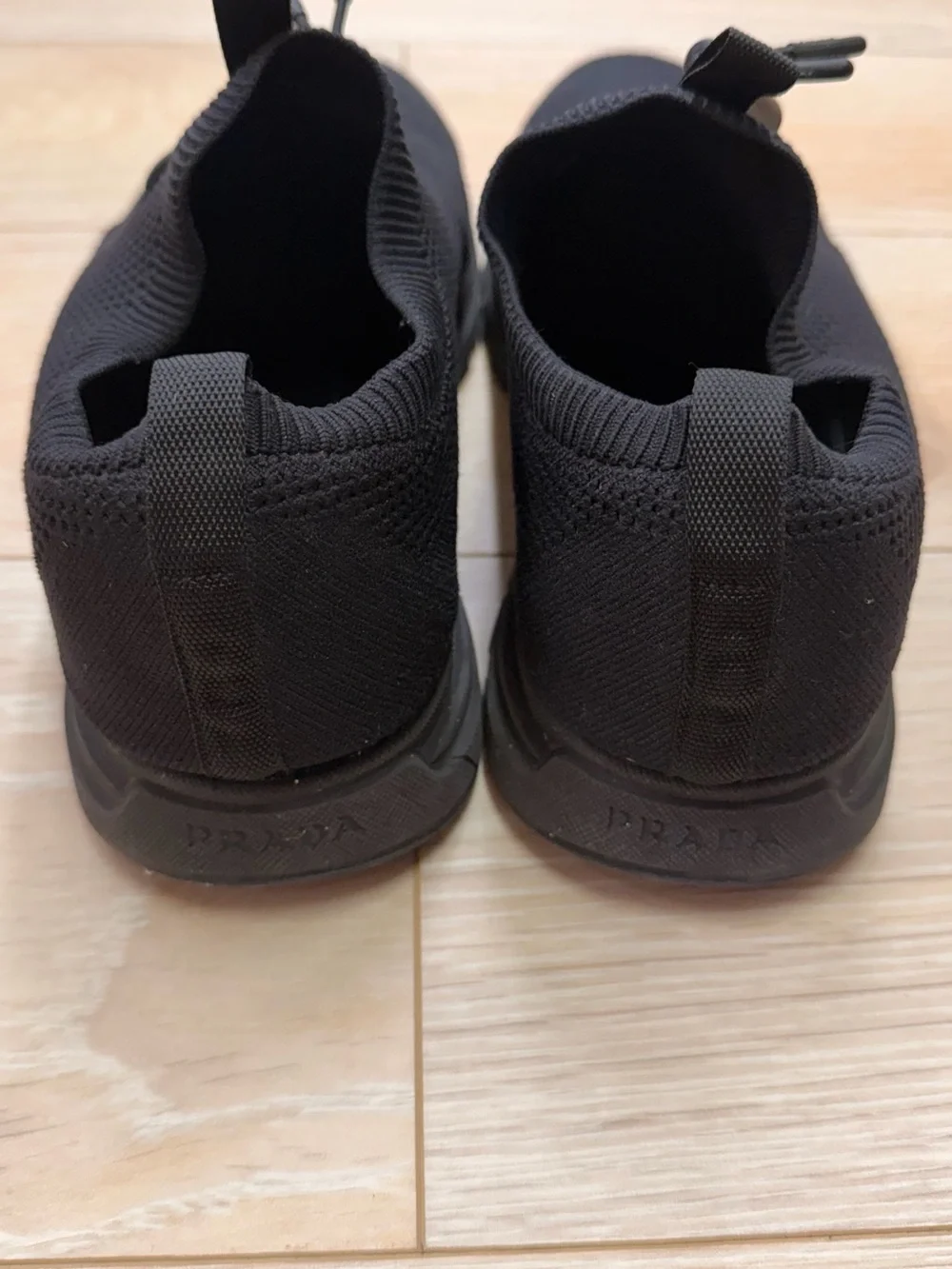 Prada Men's Black Knit Slip-On Athletic Shoes