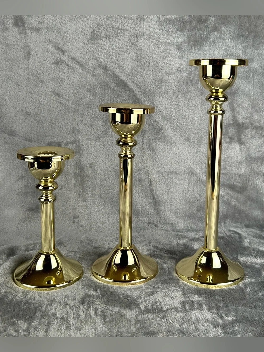 Godinger Silver Company Brass Gold‎ Tone Candlestick Set Of 3 Trio Candle Holder