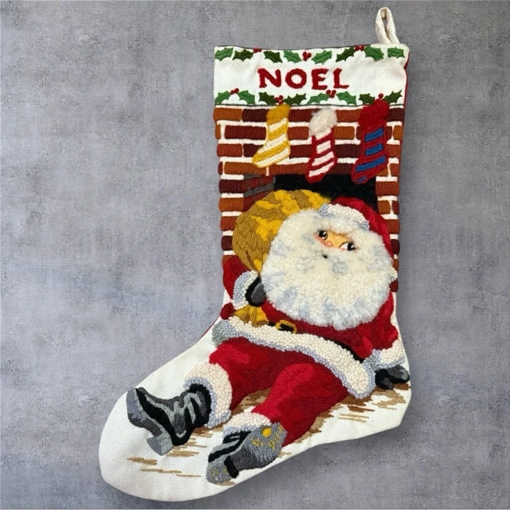 Vintage Sunset Crewel Stitchery Christmas Stocking Kit -“Santa's Here