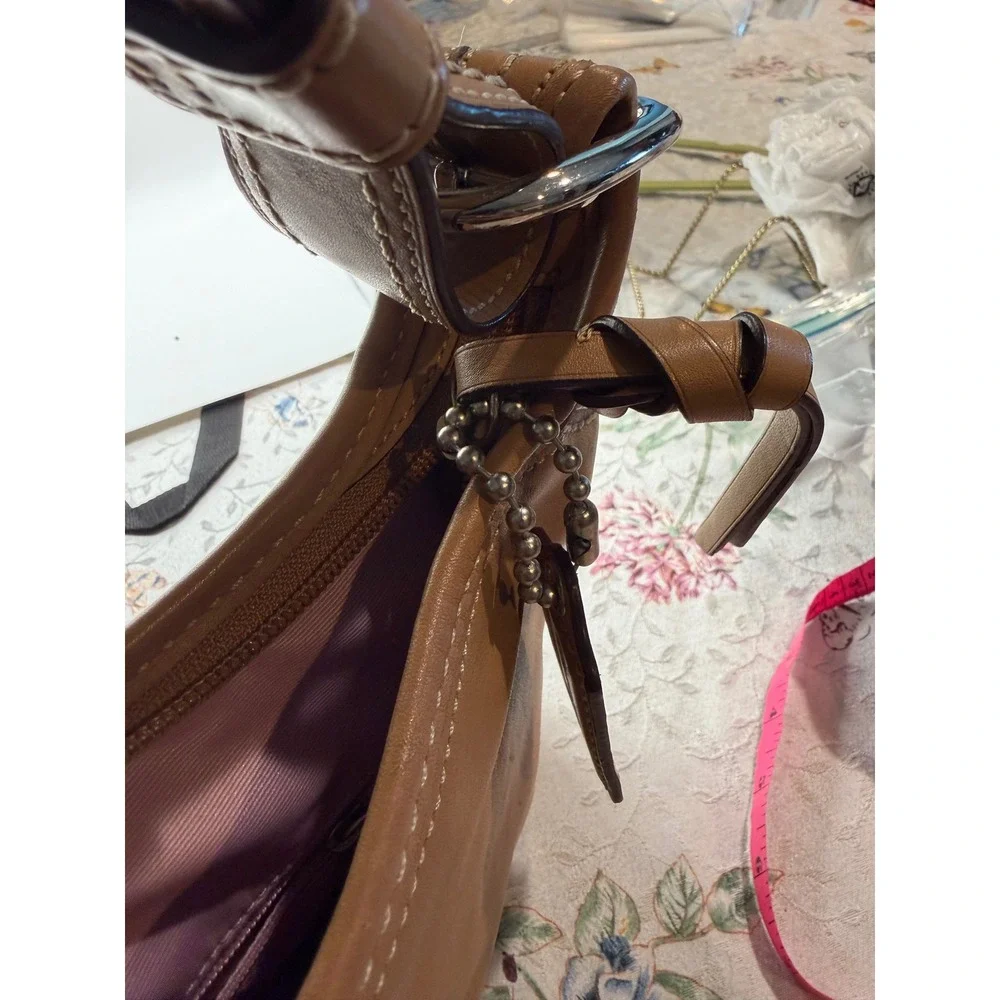 Coach‎ Ergo Tan Leather Hobo Bag Shoulder Purse F13354 Lilac Lining