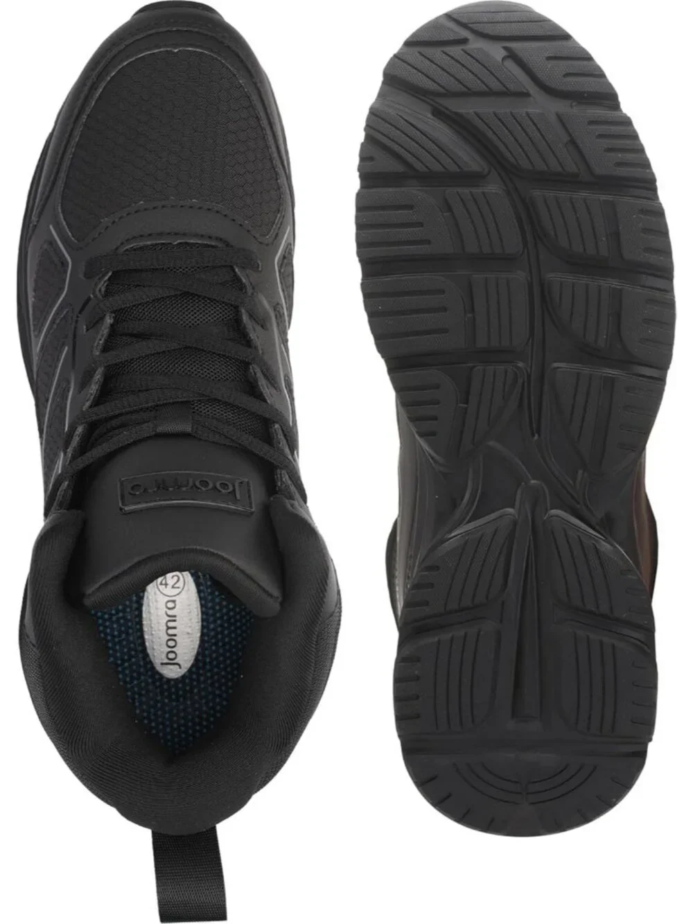 Joomra Men's Pure Black Rubber Leather High Top Athletic Inspire Lace Up Sneaker