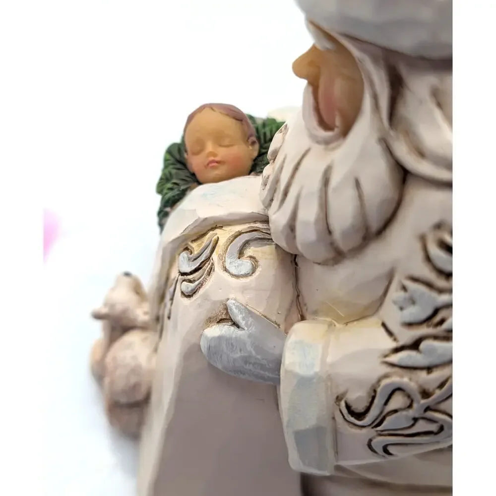 JIM SHORE Santa Ornament White Woodland Baby Jesus Bunny Squirrel Boxed