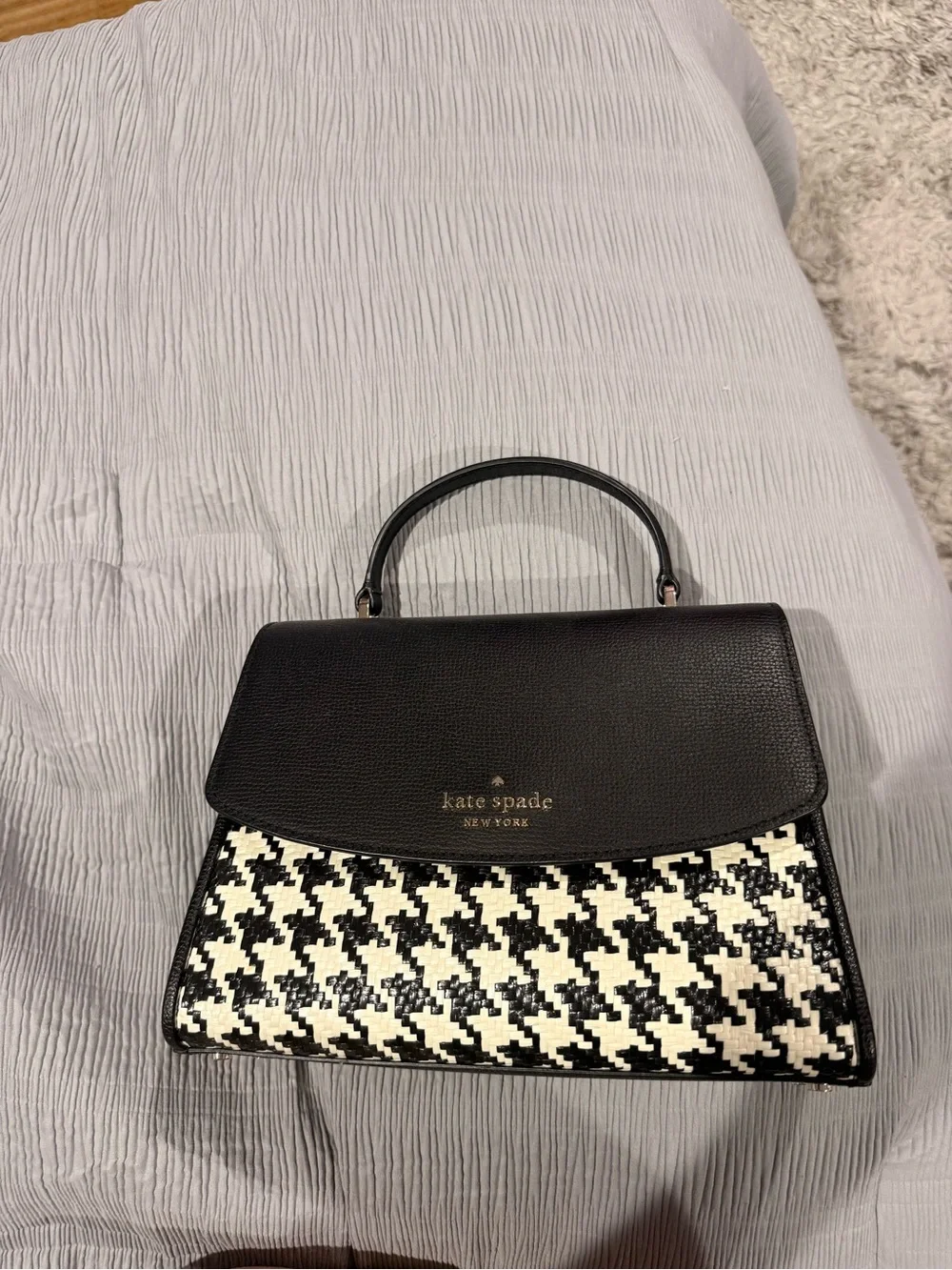 kate spade Black & White Houndstooth Top-Handle Satchel