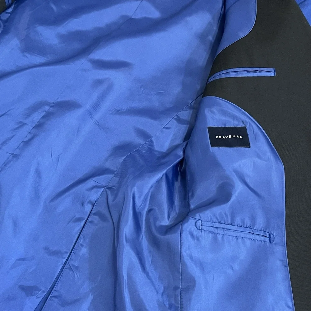 Braveman‎ Blazer Jacket Double Vent Sport Coat Blue Black Men Size 38R Pre-Owned