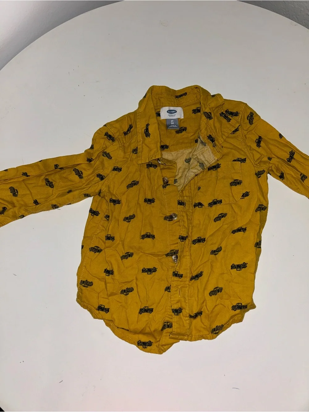 Old Navy Yellow Boys' Button-Down Shirt with Black Truck Print
