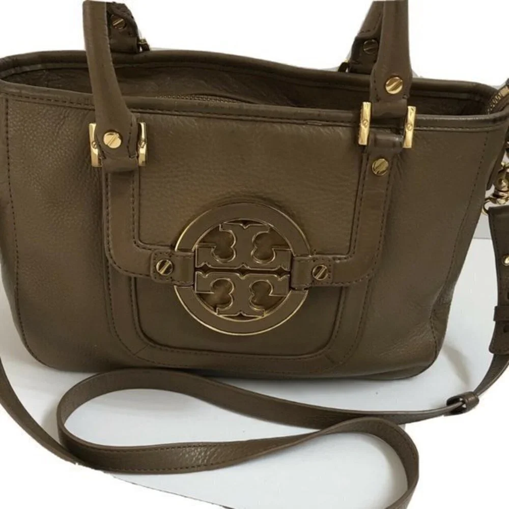 Tory Burch Handbag Satchel Leather Taupe
