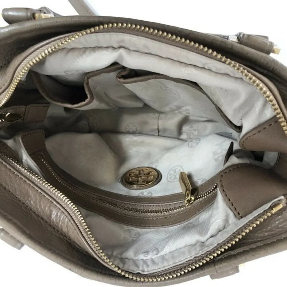 Tory Burch Handbag Satchel Leather Taupe