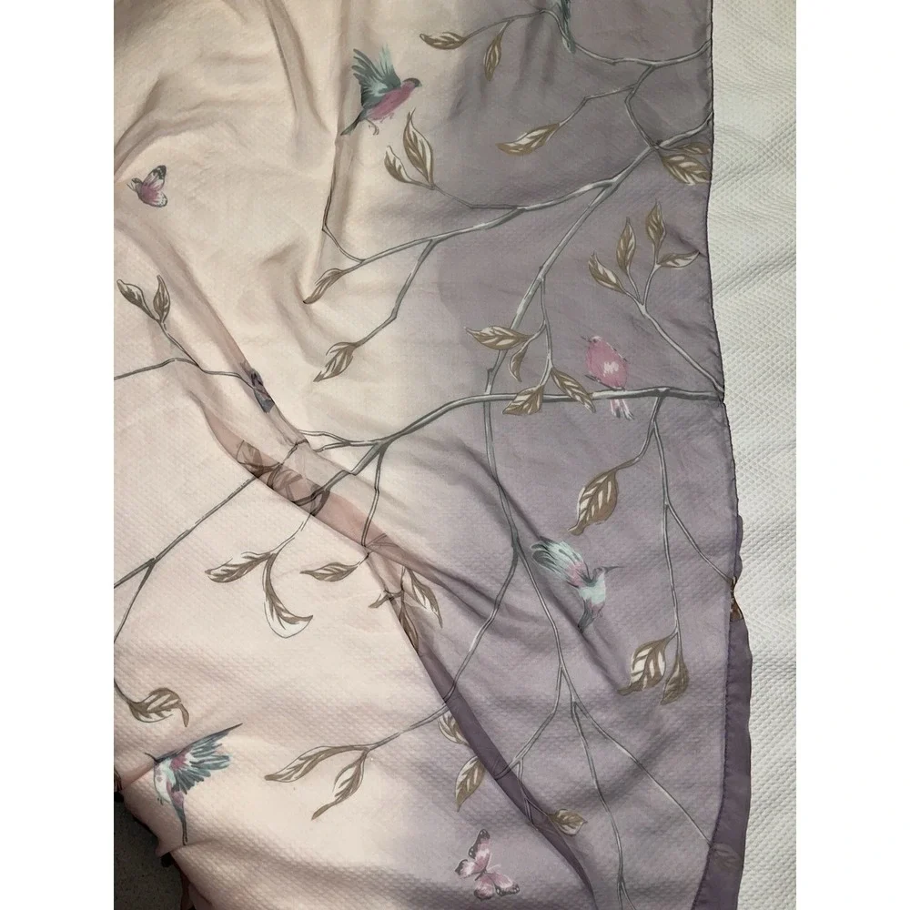 Coco Puss Pink Purple Birds Butterfly Nature Ombré 65 X 50 Silk feel Scarf