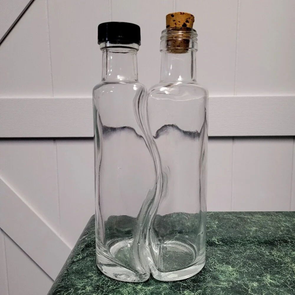 Vinegar and Oil Clear Bottles That Fit Each Other
