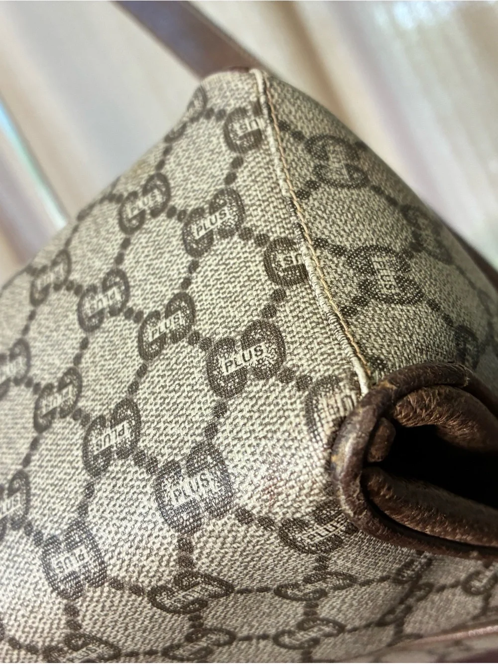 Brown Monogram Clutch with Gold-Tone Logo