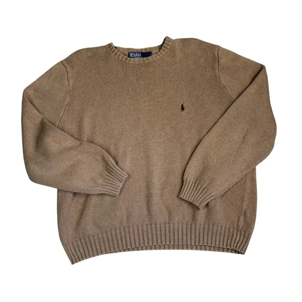 Polo Ralph Lauren Sweater Mens XXL Brown Cotton Classic Preppy Minimalist