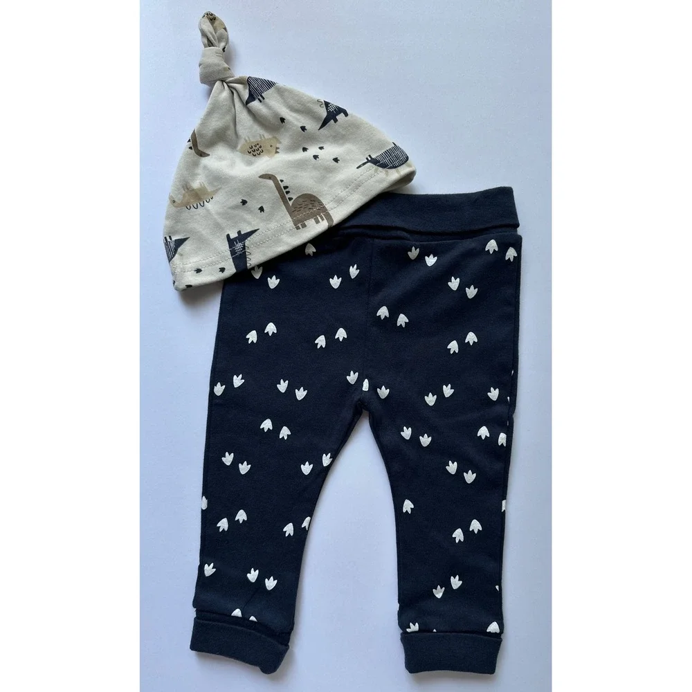 Petit Lem's Mini Threads Baby Dinosaur Print 2pc Organic Cotton Set Size 9mo‎