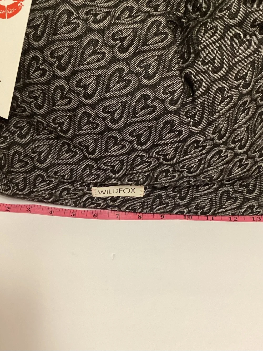 Wildfox Charcoal Heart Jacquard Drawstring Backpack, NWT