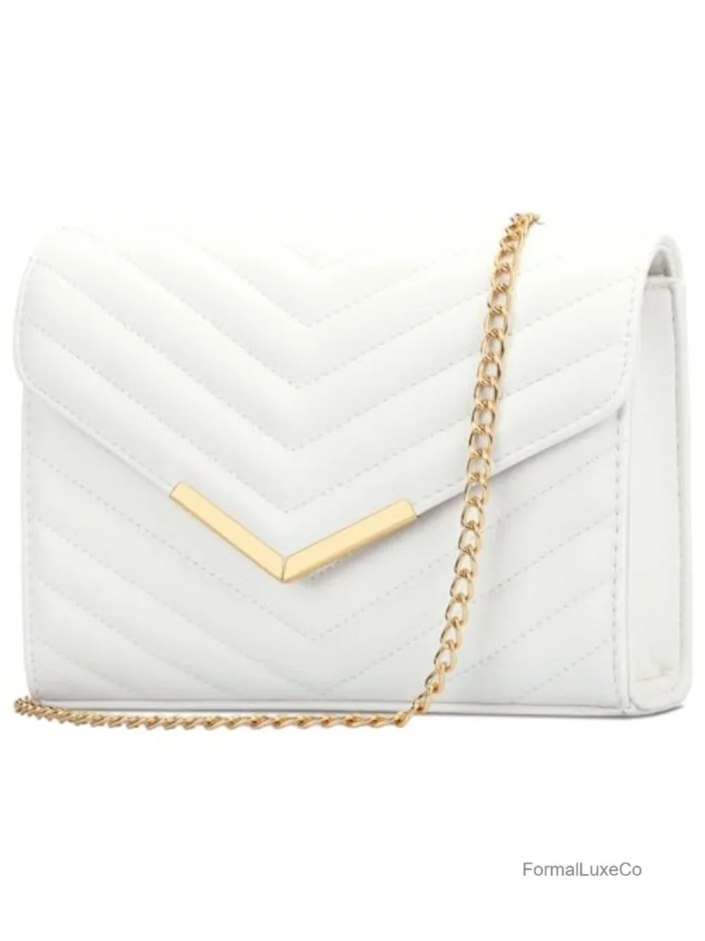 Vegan Leather Envelope Clutch Purse with Detachable Chain Strap for Evening