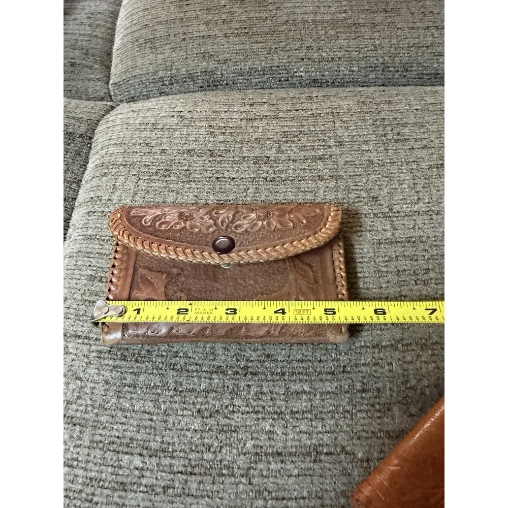 Vintage Hand‎ Toed Leather Western Wallet/Coin Purse  Set Of 2