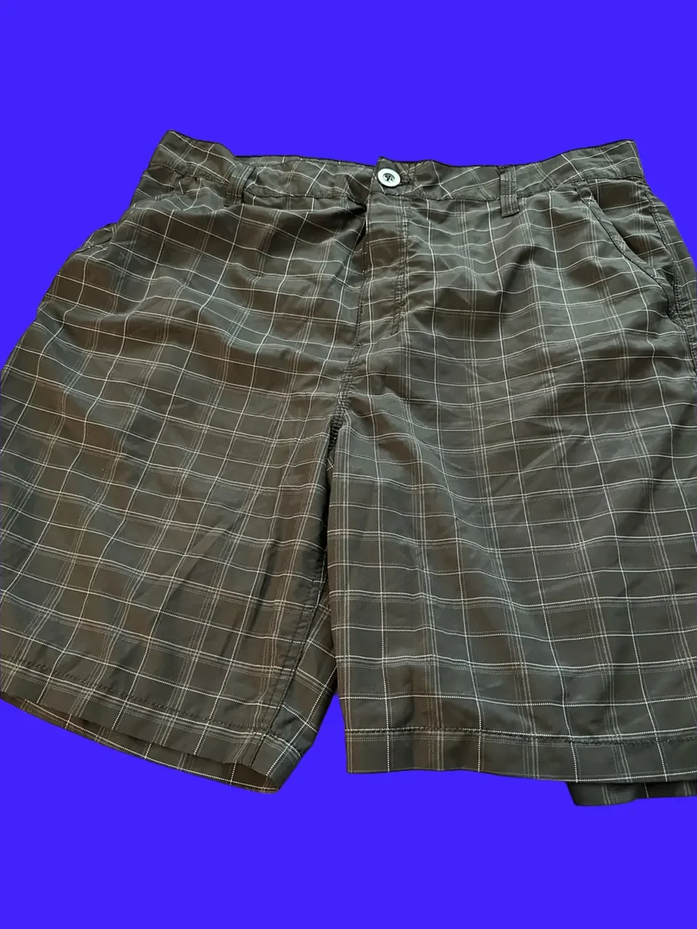 Men's Black Plaid Swim Hybrids - Lightweight Quick-Dry