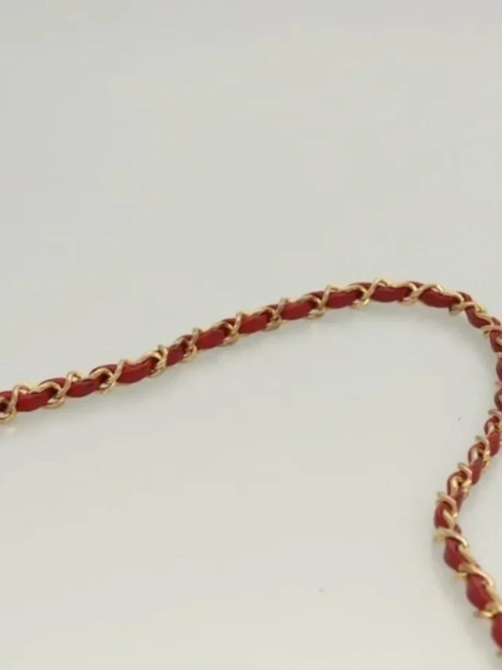 CHANEL Chain Shoulder Bag Lamb Skin Red Gold CC Auth 127505