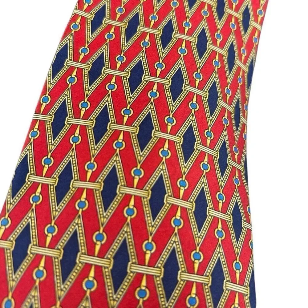 Tom James Green Label Red and Blue All Silk Tie