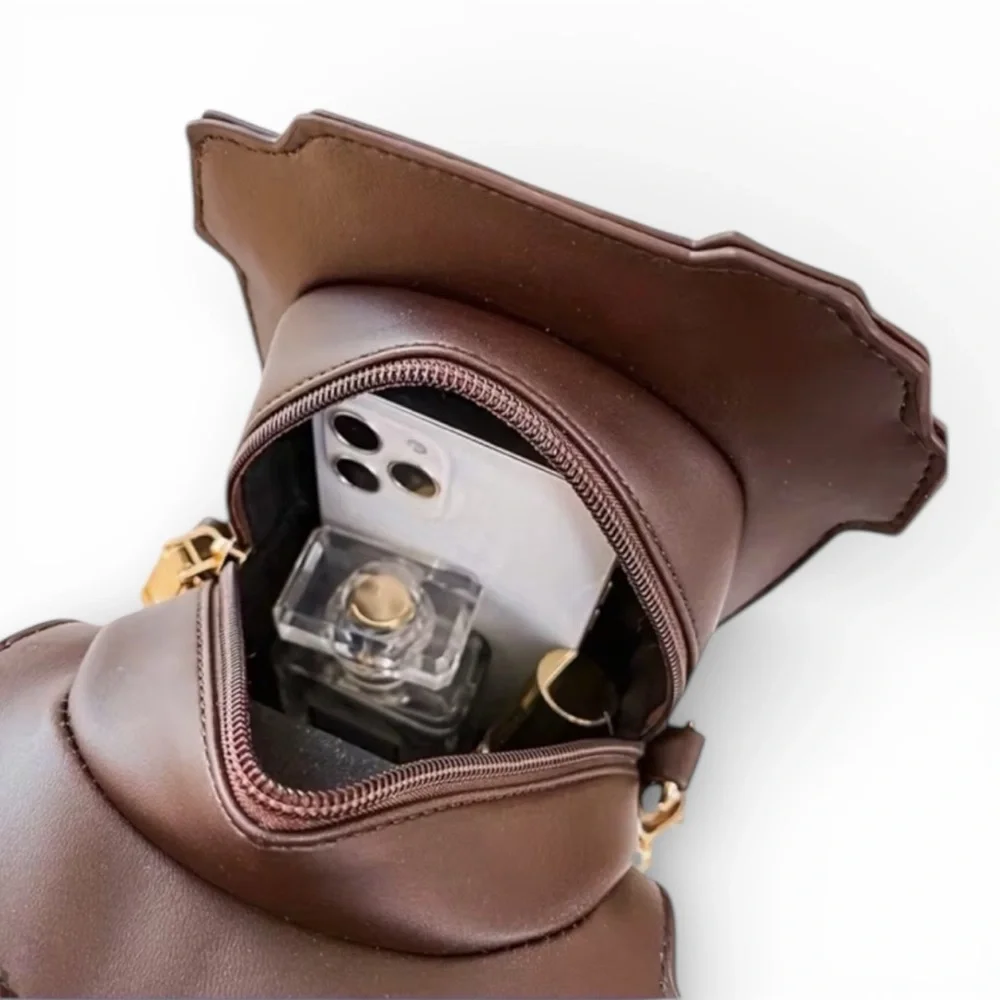 Faux Leather Coffee Cup Crossbody Chain Wallet-Crossbody Bag NWT