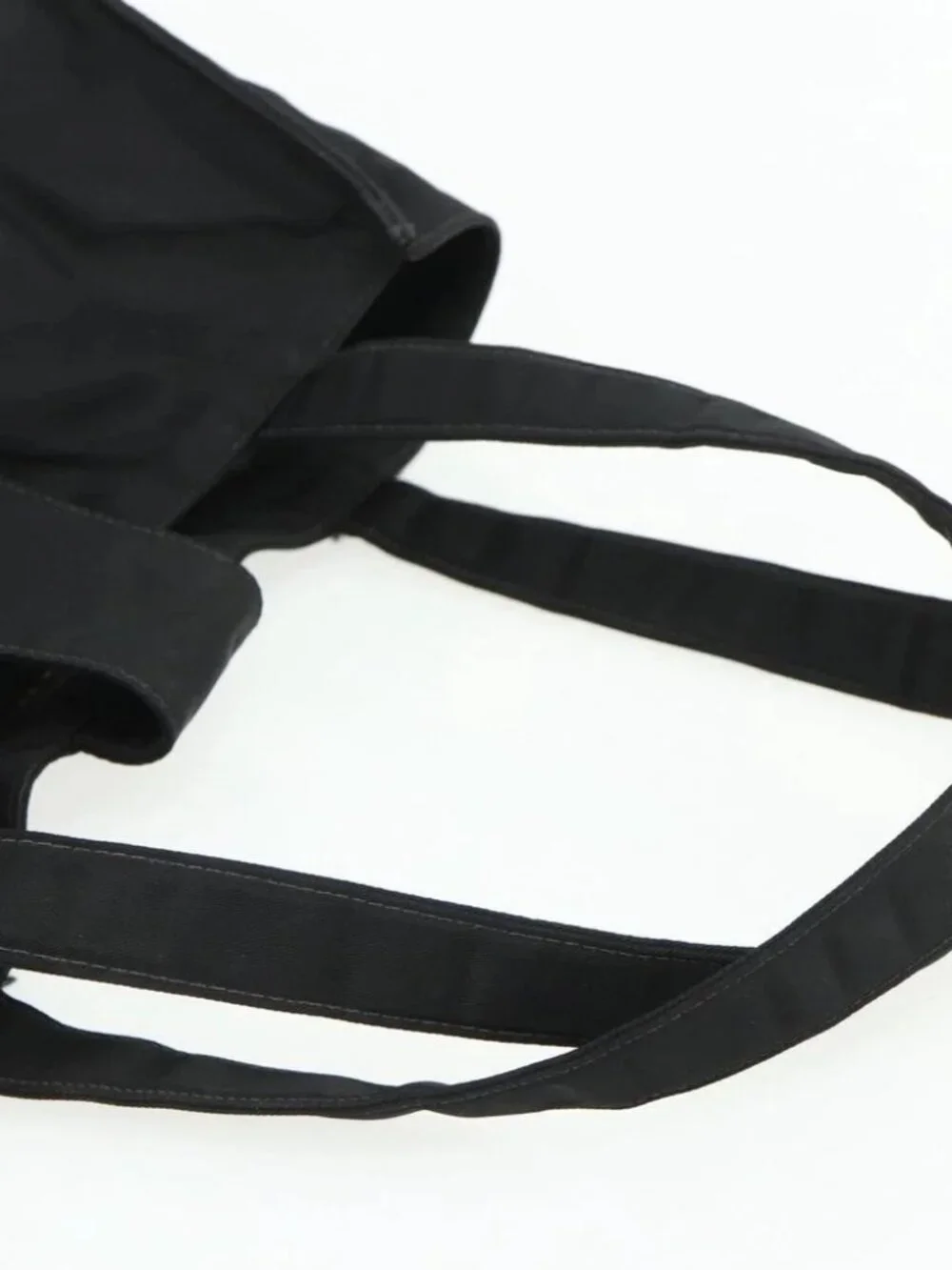 CHANEL Hand Bag Nylon Black Silver CC Auth 175119