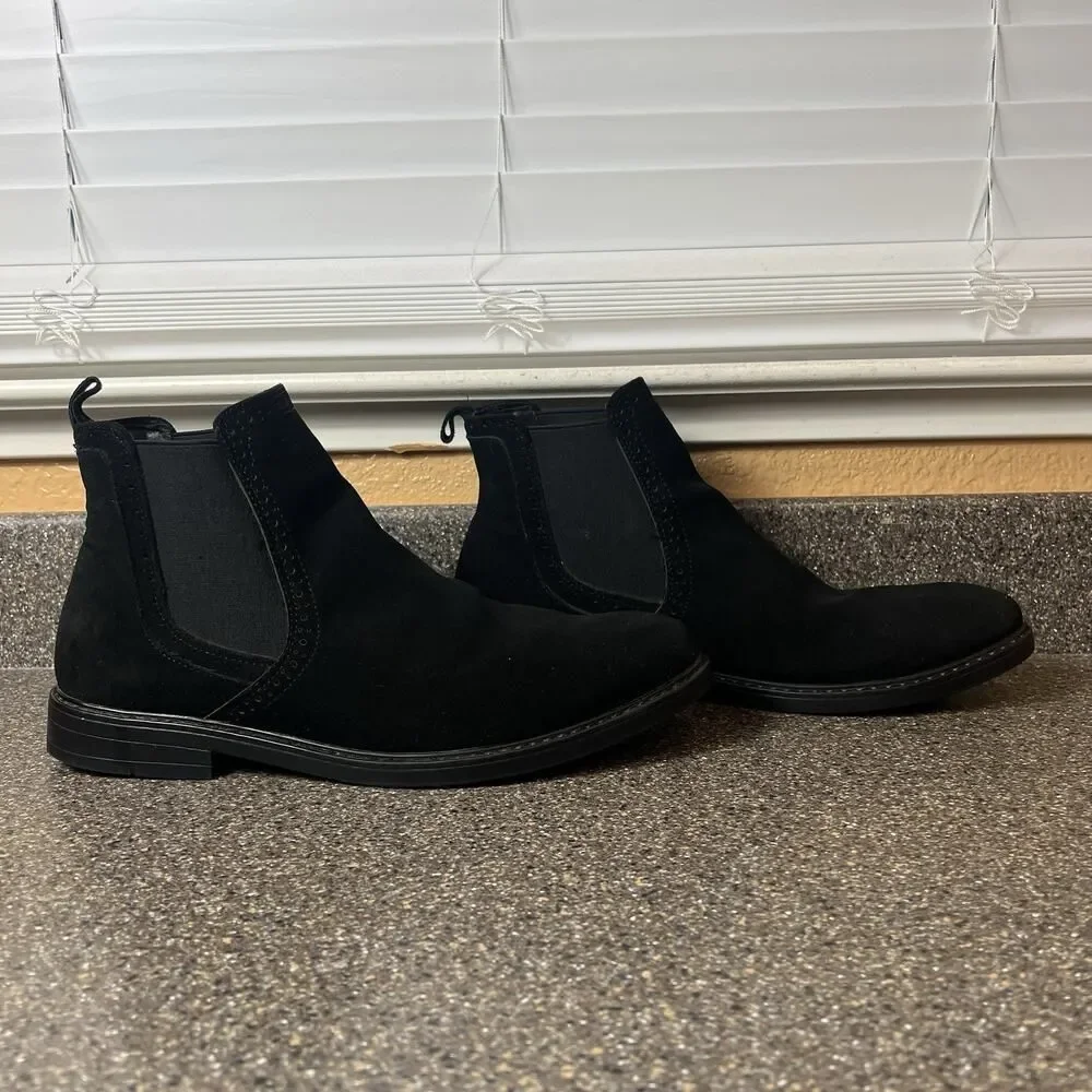 Bruno Marc Mens Sz 12 Chelsea Desert Ankle Boots Black Suede Chukka Slip On Shoe