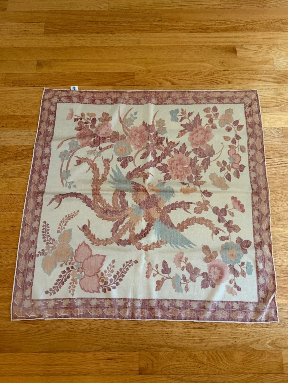 Vintage Made in Japan 100% Silk Scarf Bird Rust Orange Colors 30
