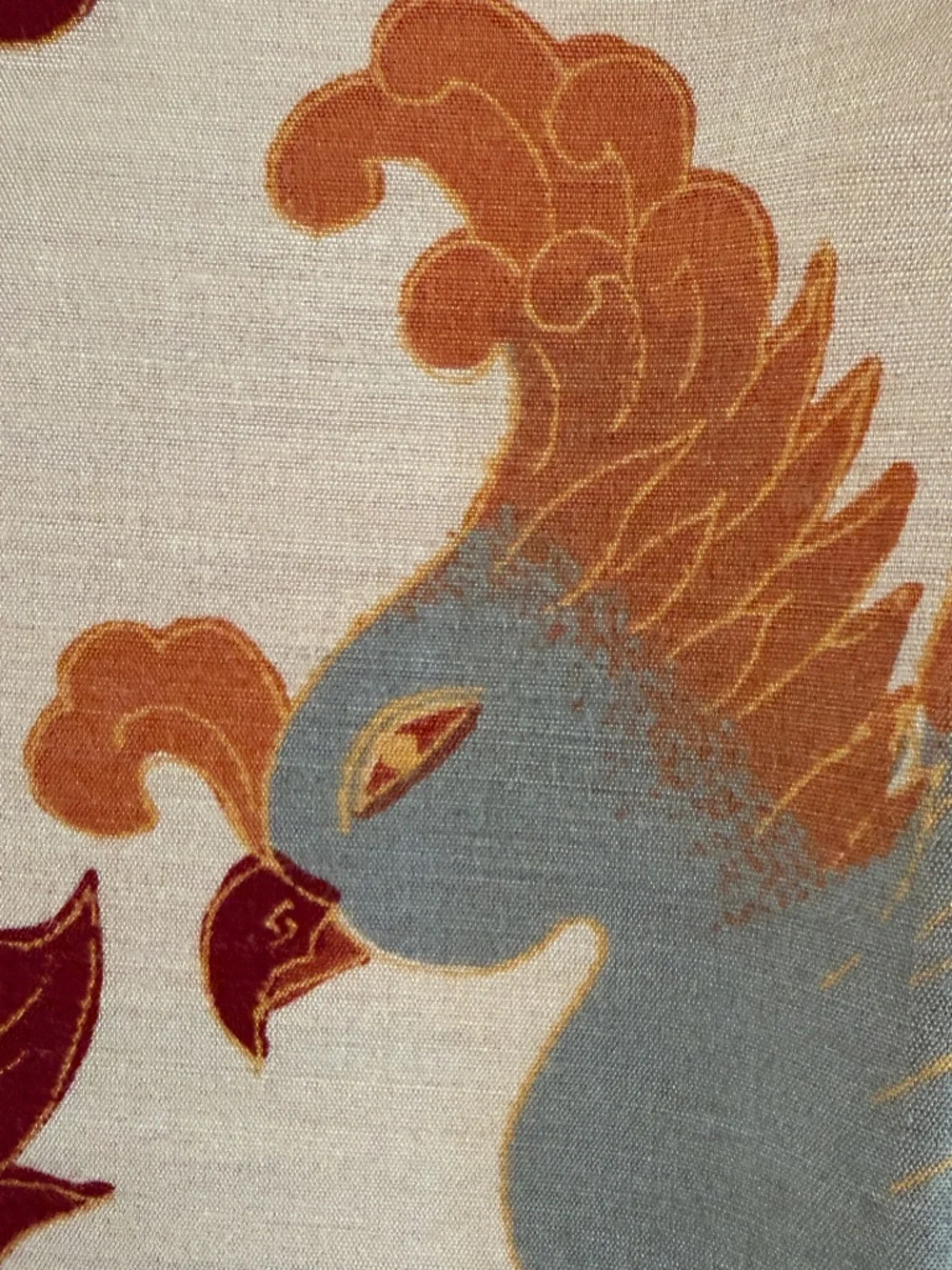 Vintage Made in Japan 100% Silk Scarf Bird Rust Orange Colors 30