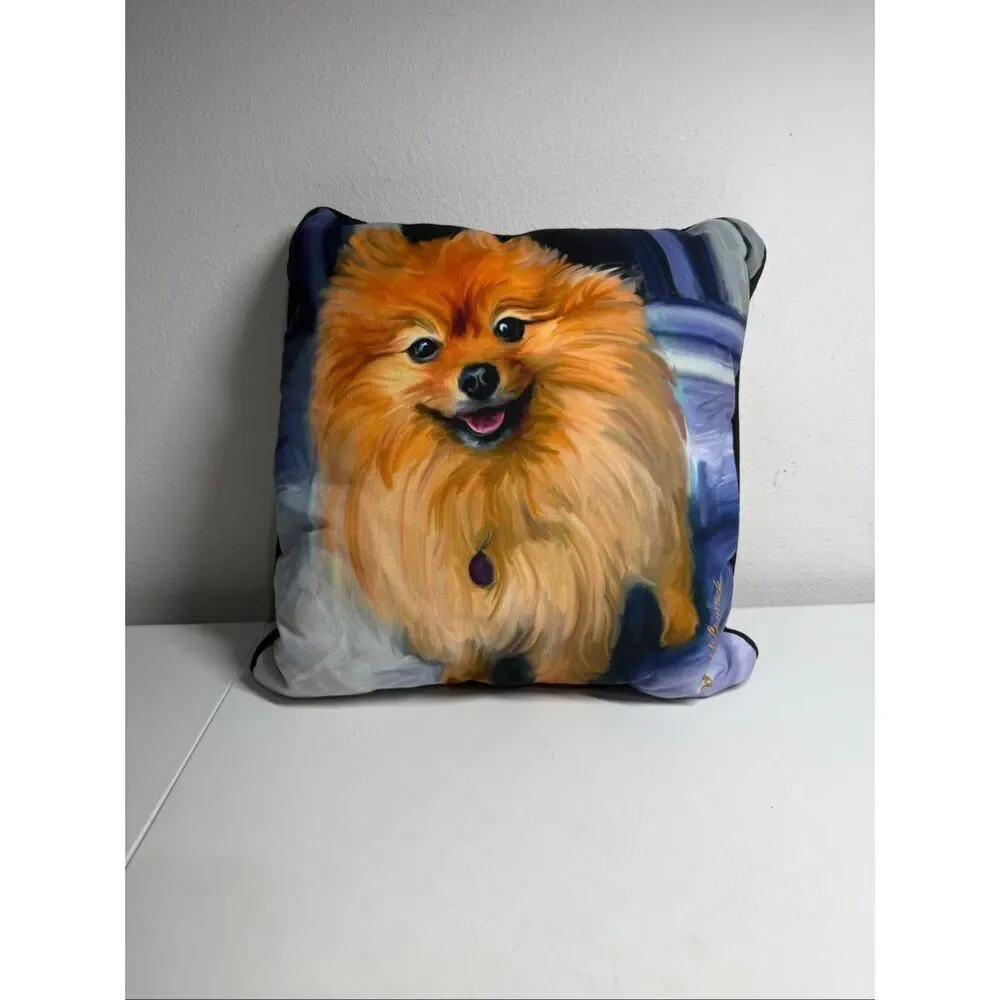 Pomeranian Dog By Robert McClintock Decorative Throw Pillow Puppy Print  Cushion
