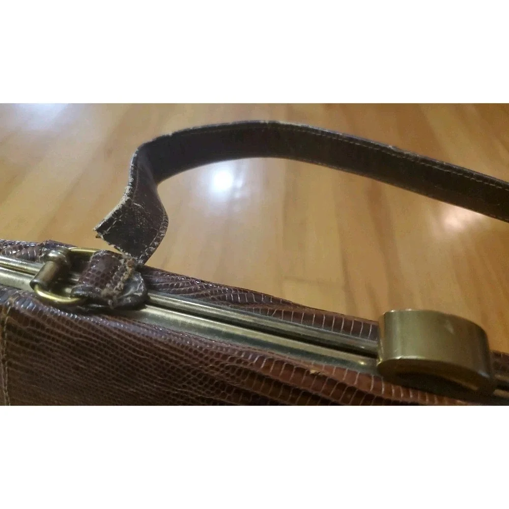 Vintage‎ Croc Leather Handbag Satchel Purse Leon Of California USA 50s *FLAWS