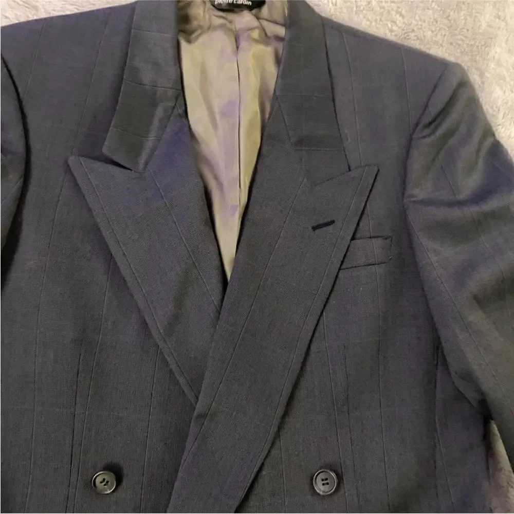 Pierre Cardin Classic Gray Double-Breasted Men's Blazer, M