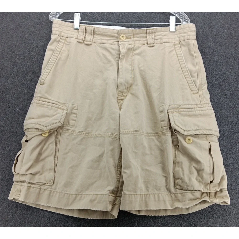 Polo Ralph Lauren blue label men's cargo‎ shorts size 33 tan Classic Pockets