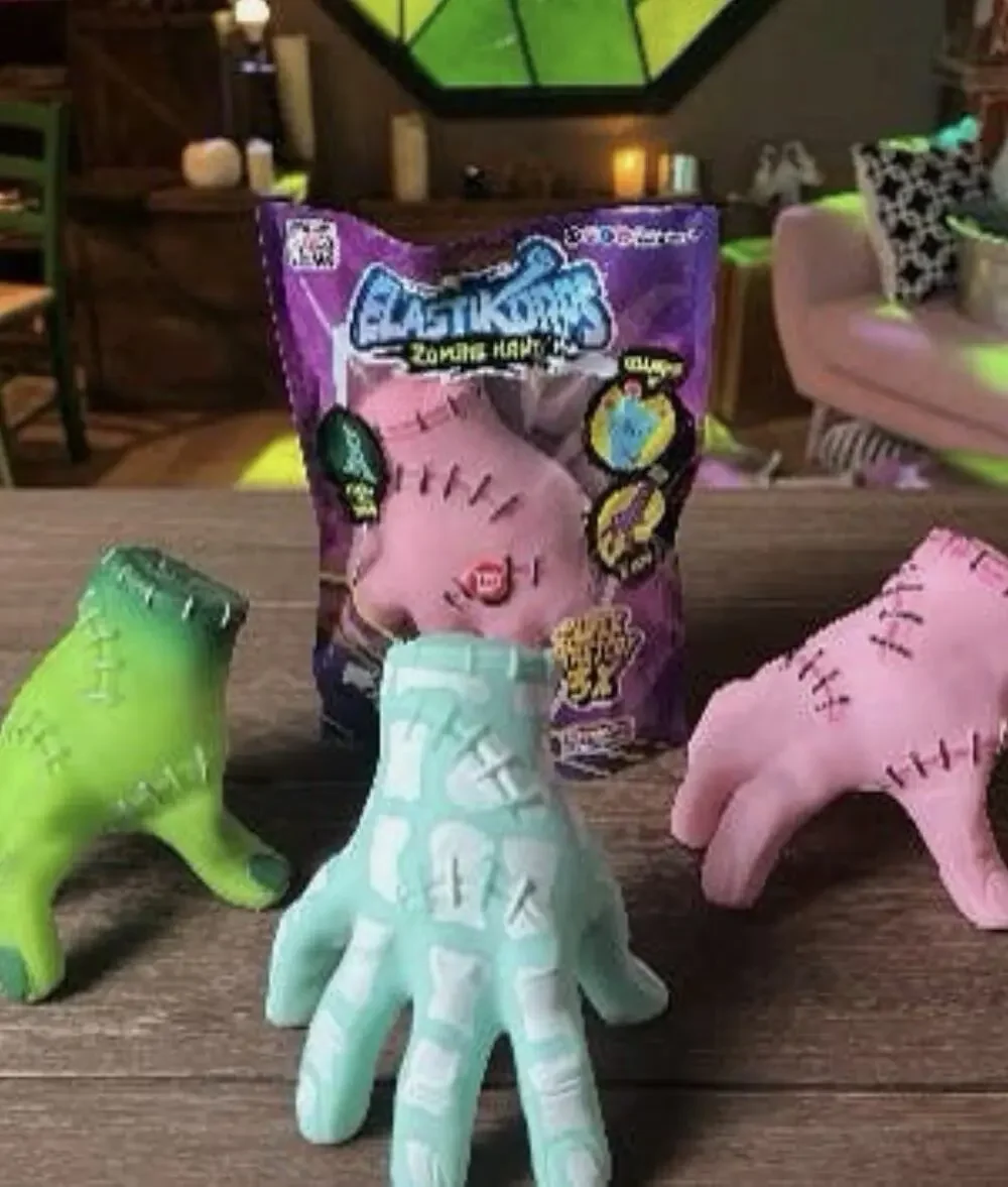 Halloween Squish Zombie Hand Sand Filled Stress Relief GLOWS IN DARK