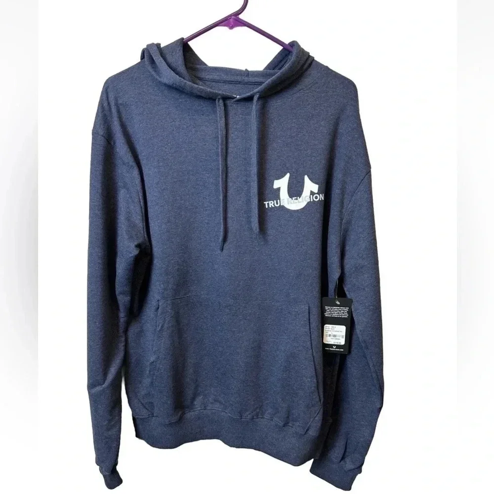NWT True Religion Navy‎ Blue Pullover Hoodie.