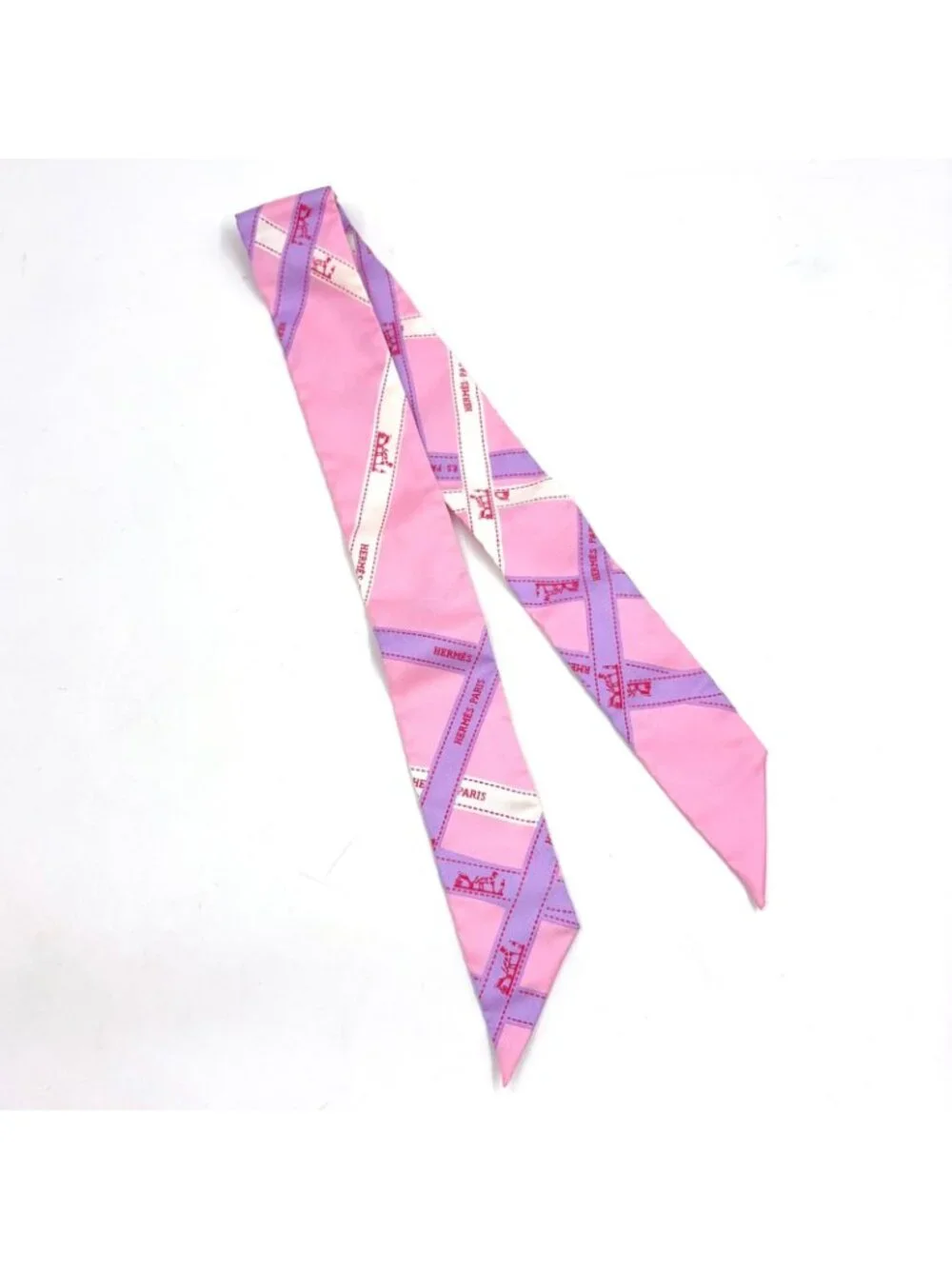 Hermes Twilly Bolduc Silk Pink Light Purple Scarf