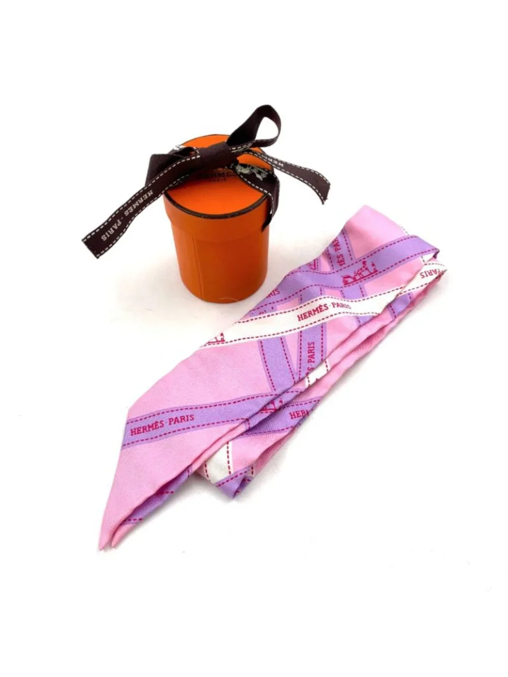 Hermes Twilly Bolduc Silk Pink Light Purple Scarf