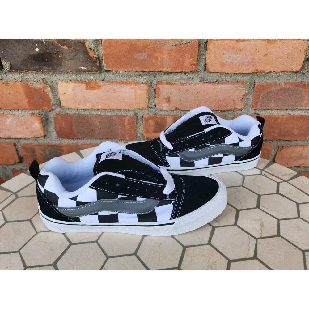 Sz 11 Vans Mega Check Knu Skool Skate‎ Sneakers Mens Black White Checkerboard