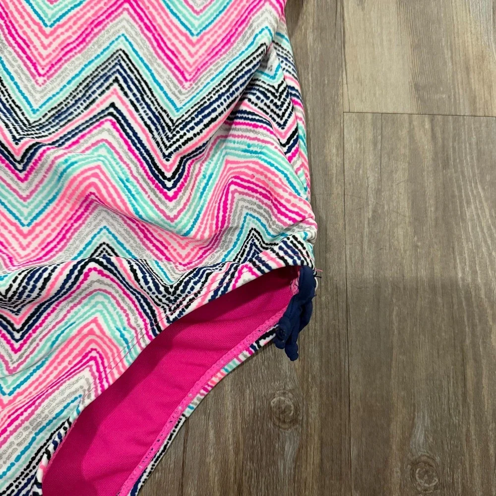 Limited Too One Piece Swimsuit Girls‎ Medium 10/12 Multicolor Chevron Side Ties