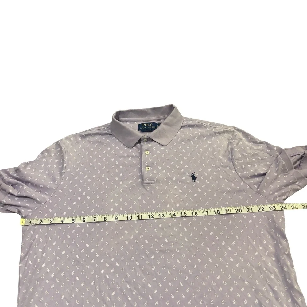 Polo Ralph Lauren Mens Classic Fit Lavender‎ Paisley Cotton Polo Shirt Large