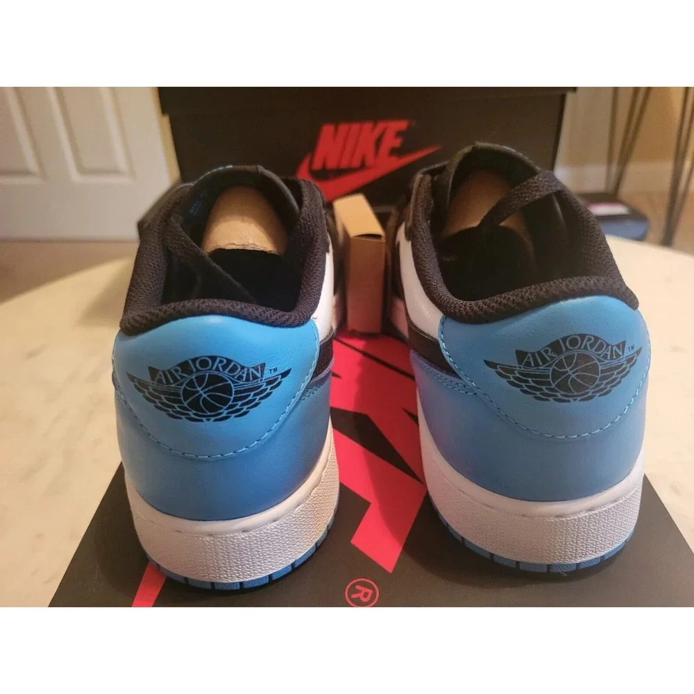 Nike Air Jordan 1 Retro Low OG‎ GS Black Dark Powder Blue UNC CZ0858-104 Size 7y