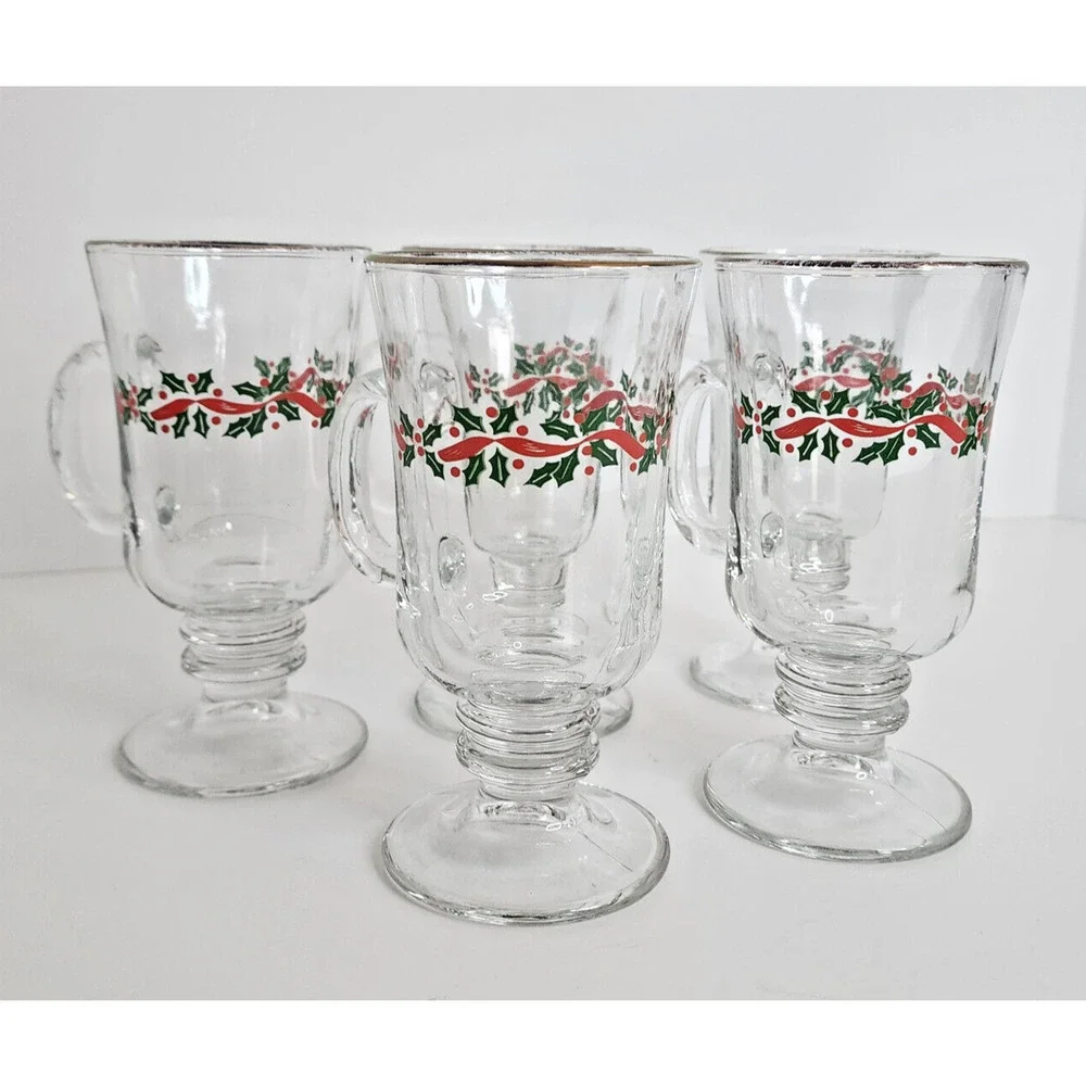 Vintage‎ Libbey Christmas Holly Berry 6
