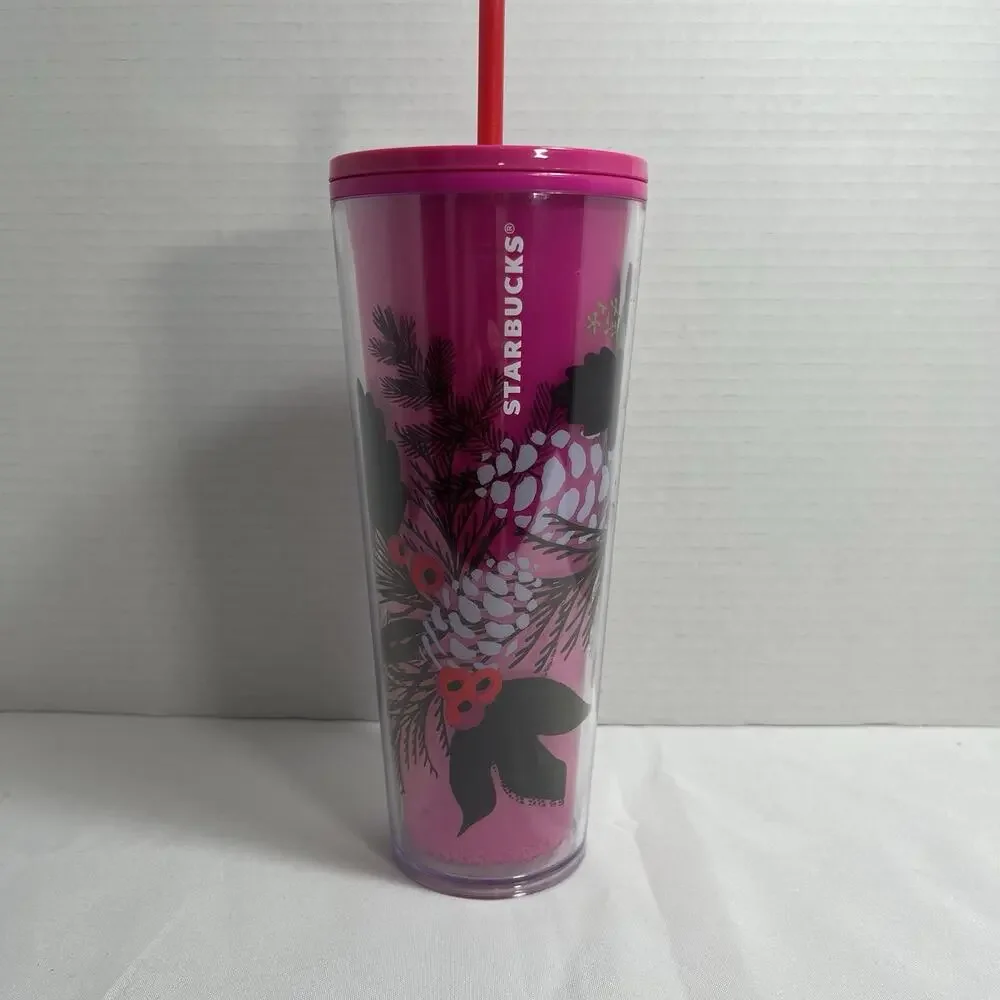 Pink Pinecone Starbucks 2021 Winter Holiday Color Change‎ Venti Cold Cup
