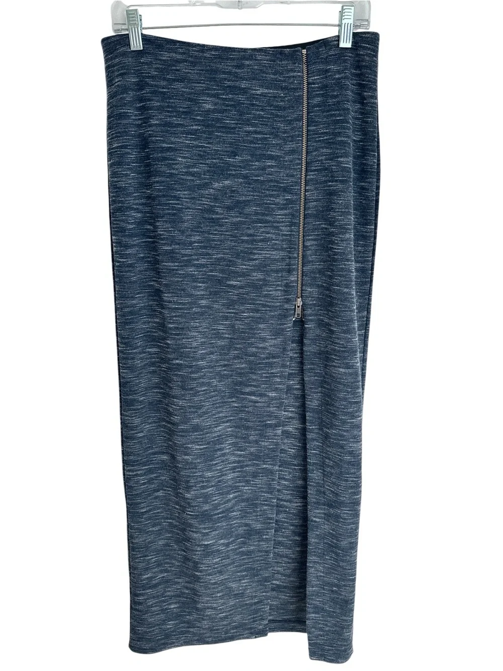 Free People Heather Gray Maxi Skirt with Exposed Side Zipper and Slit Size M