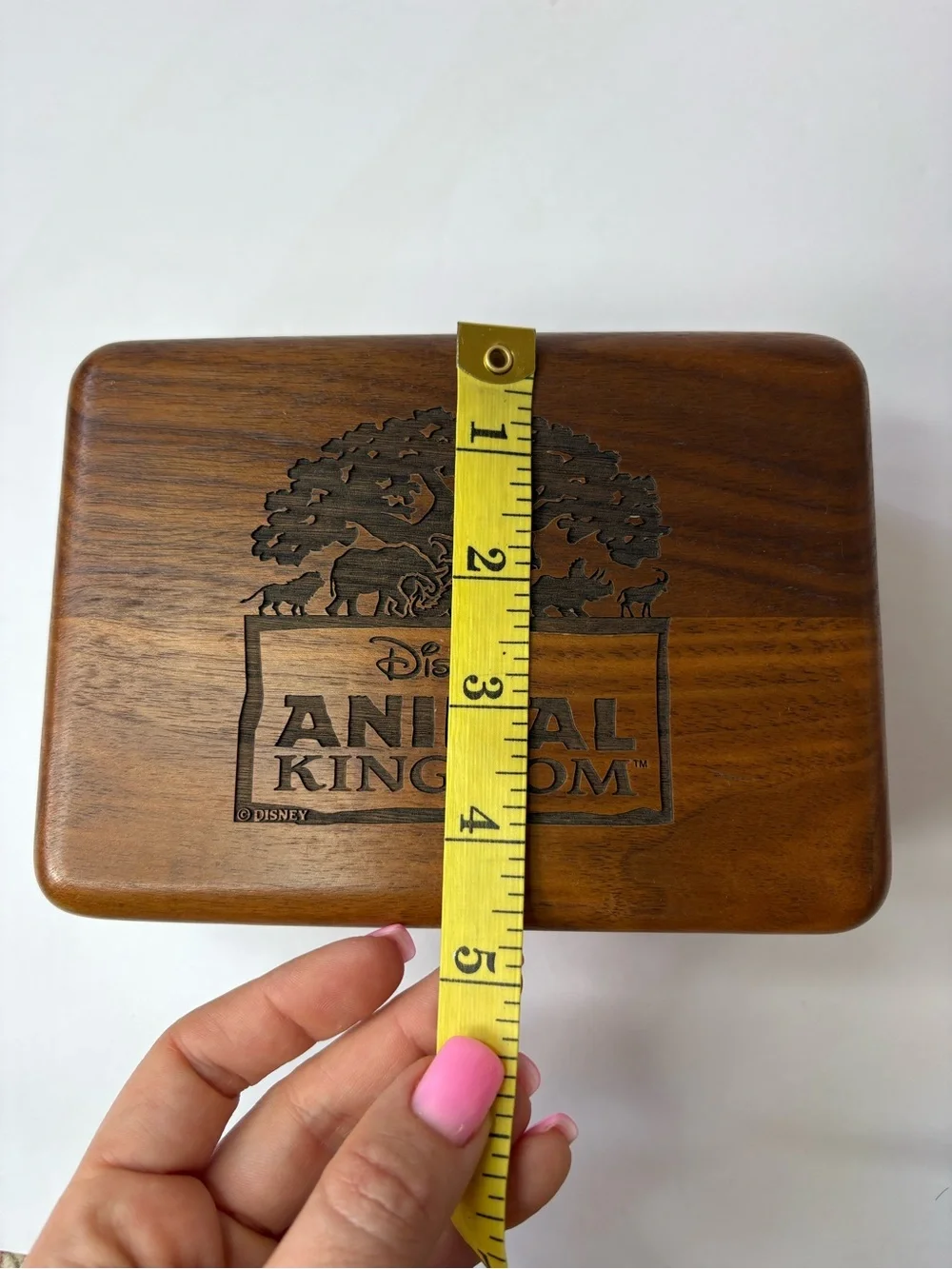 VNTG Disney Animal Kingdom Wooden Engraved Trinket Storage Keepsake‎ Jewelry Box