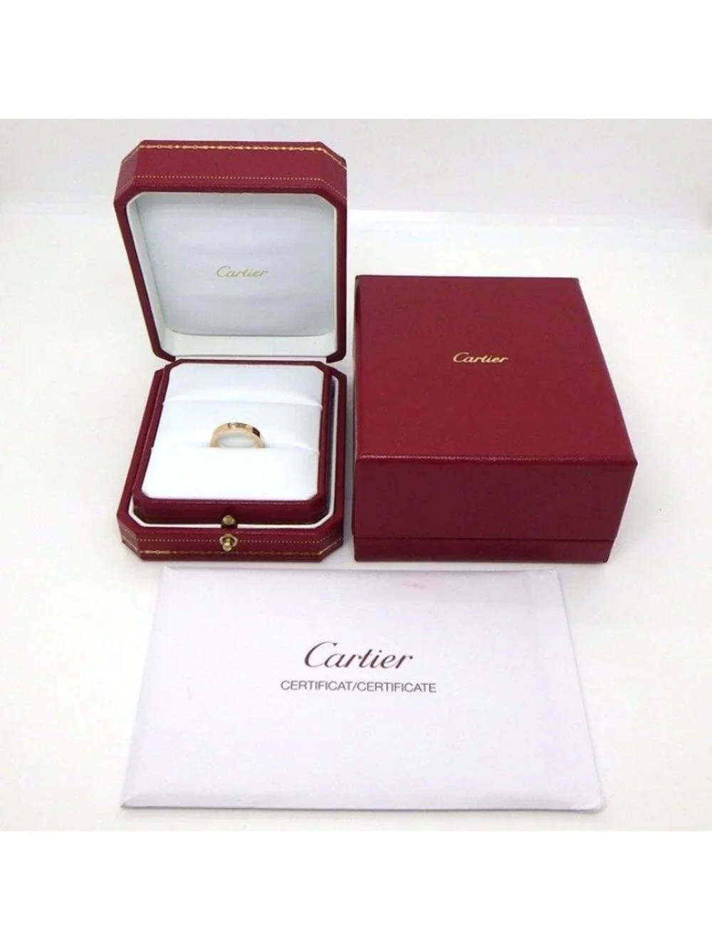 Cartier Ring C de Cartier Wedding Band Engraved Logo Point Diamond 18k Pink