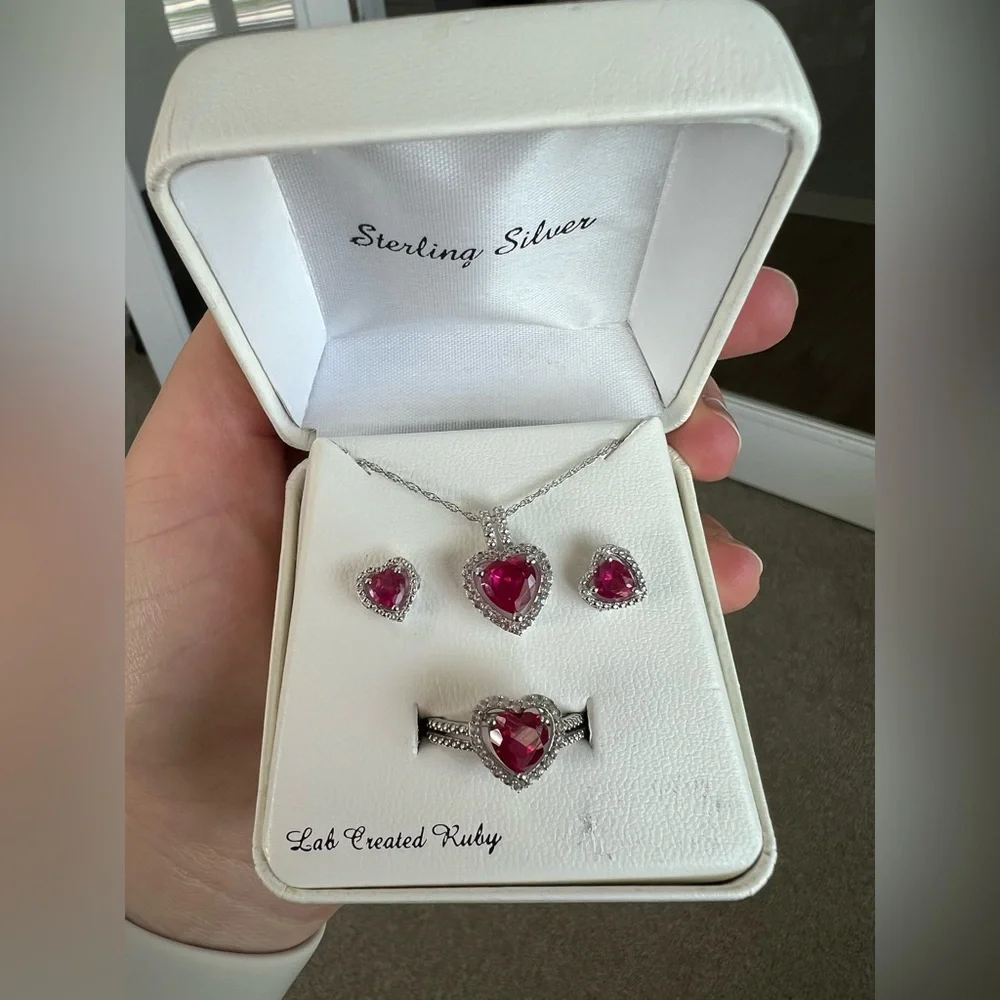 Ruby Heart‎ Necklace Set- Size 7