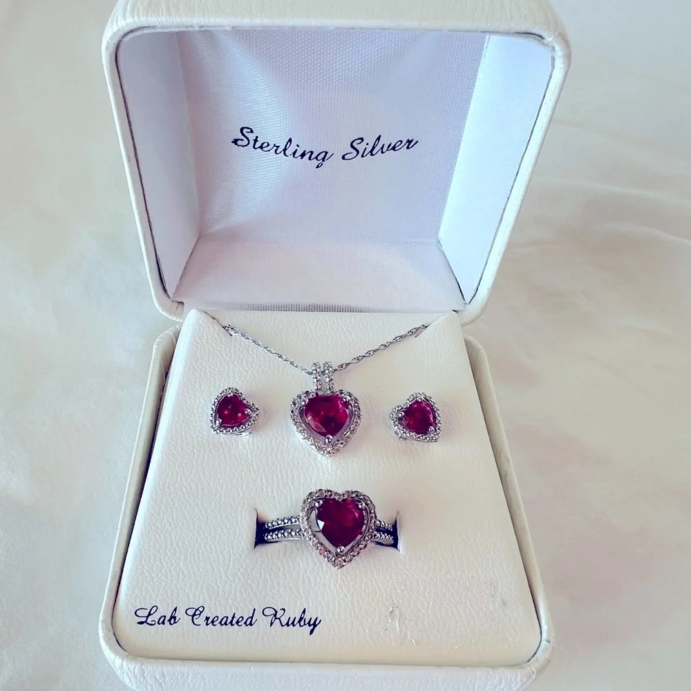 Ruby Heart‎ Necklace Set- Size 7