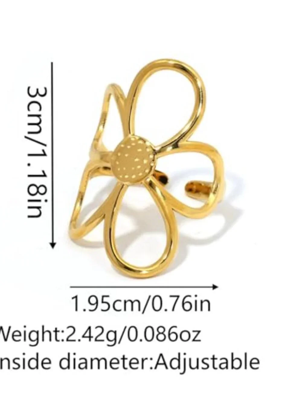 New - Chunky Thumb Rings For Women, Minimalist Big Hollow Flower Curve‎ Geometry