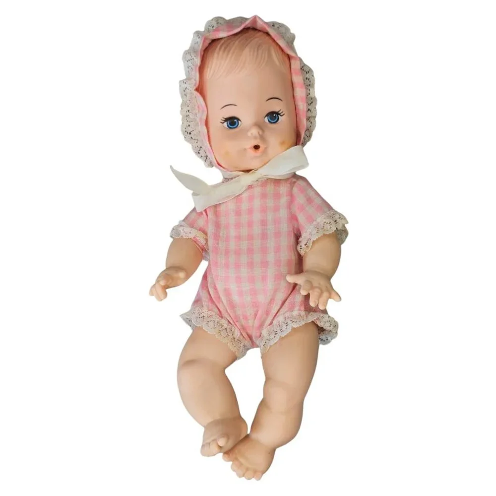 VTG 70s Playmates Drink And Wet Baby‎ Girl Doll 9