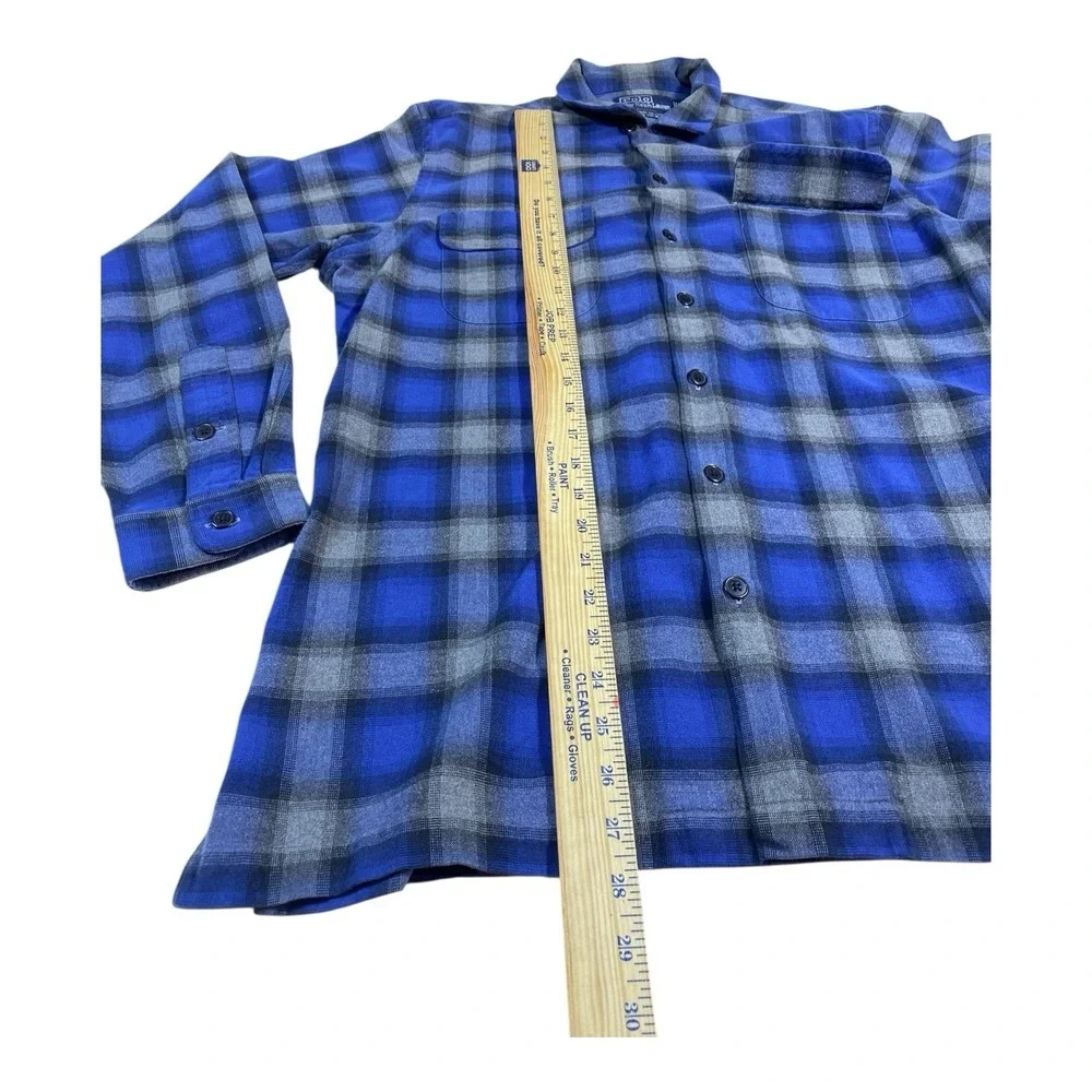 VTG Polo By Ralph Lauren Heritage Ski Camp Flannel Shirt Mens LRG Blue‎ Plaid